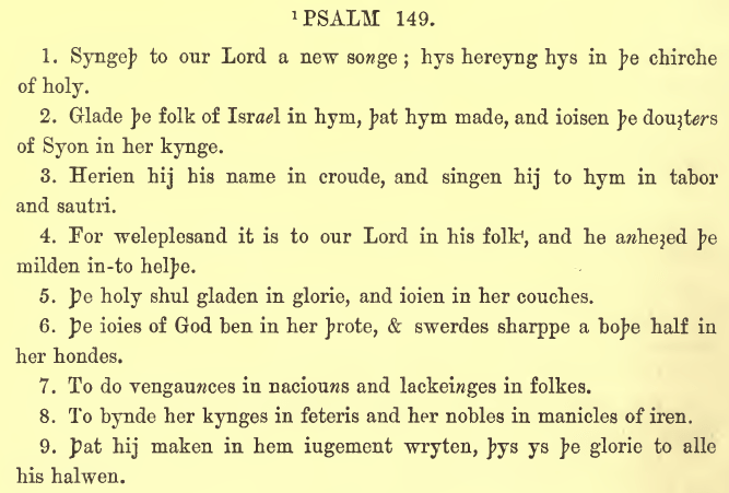 Psalm 149 from The Earliest Complete English Prose Psalter - Karl D. Bulbring M.A. Ph.D.